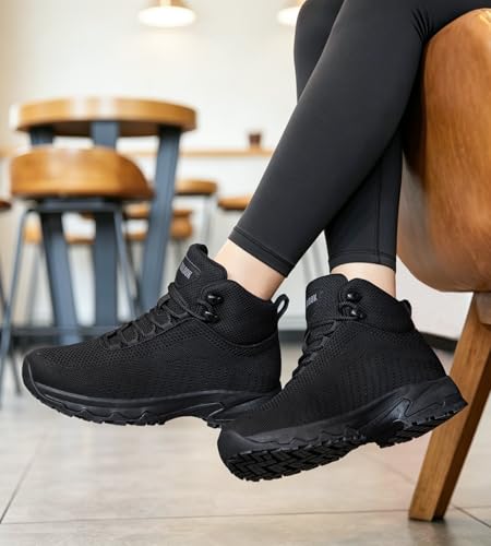 SHULOOK Non Slip Work Boots Women Slip Resistant Comfortable Mesh Kitchen Chef Shoes for Restaurant Food Service Lightweight Walking Shoes Ankle Support,Black 6.5 - Image 3