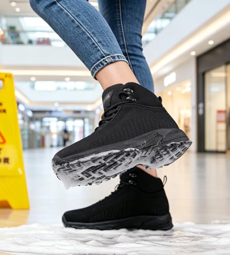 SHULOOK Non Slip Work Boots Women Slip Resistant Comfortable Mesh Kitchen Chef Shoes for Restaurant Food Service Lightweight Walking Shoes Ankle Support,Black 6.5 - Image 2