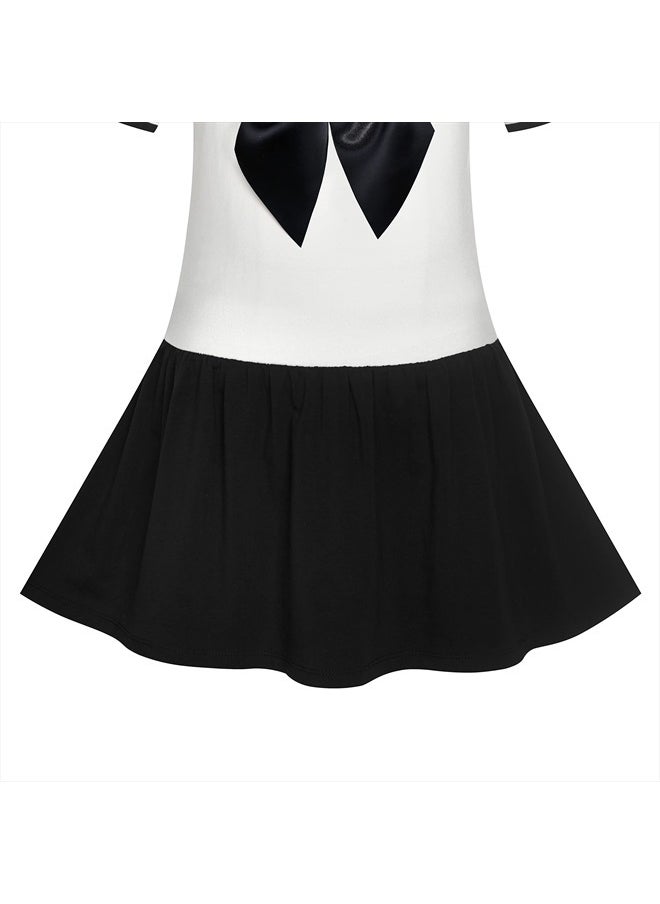 Sunny Fashion Girls Dress Black Sailor School Uniform Big Bow Tie Size 7  - Image 4