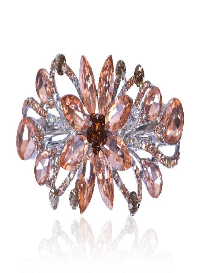 Sankuwen Sankuwen Flower Luxury Jewelry Design Hairpin Rhinestone Hair Barrette Clip,Also Perfect Mother's Day Gifts for Mom(Orange)  - Image 1