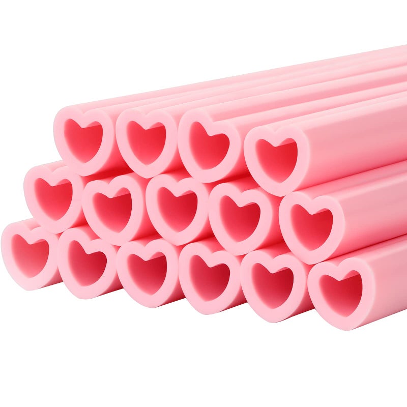 Jutom 25 Pack Valentine Heart Shaped Straws 9.8 Inch Reusable Silicone Heart Straws with 2 Cleaning Brushes for Valentine Gifts Kids Wedding Bridal Shower(Pink) - Image 1