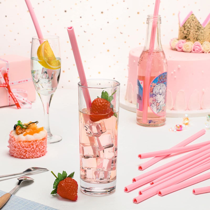 Jutom 25 Pack Valentine Heart Shaped Straws 9.8 Inch Reusable Silicone Heart Straws with 2 Cleaning Brushes for Valentine Gifts Kids Wedding Bridal Shower(Pink) - Image 4