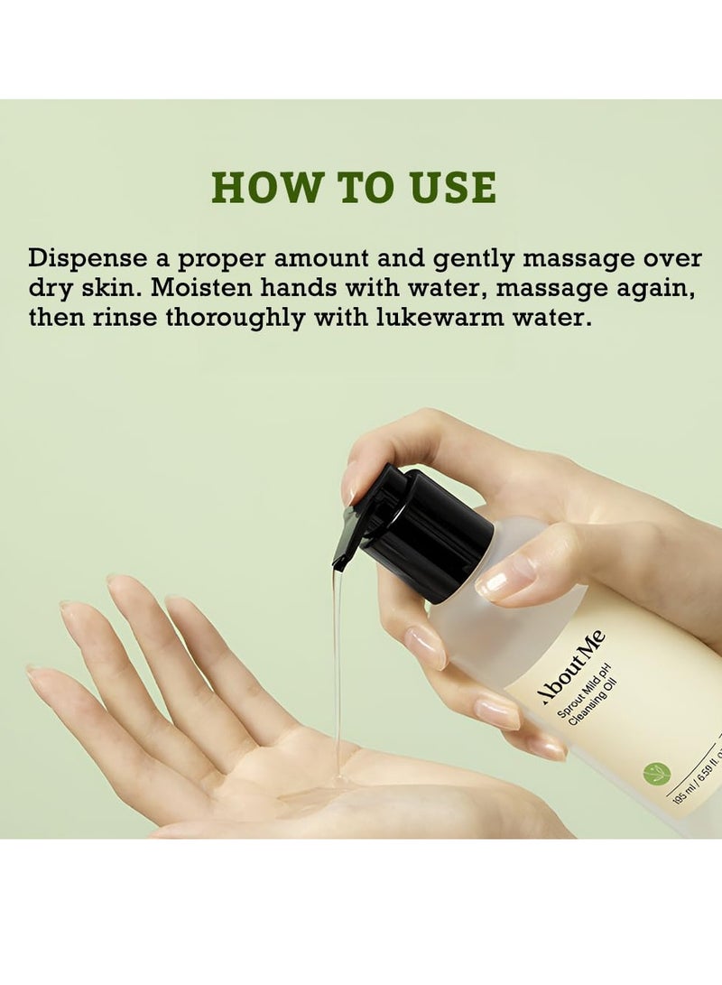 ABOUT ME ABOUT ME Sprout Mild pH Cleansing Oil - Gentle, pH-Balanced Face Cleanser with Natural Oils (195 ml/6.59 fl oz) - Image 3