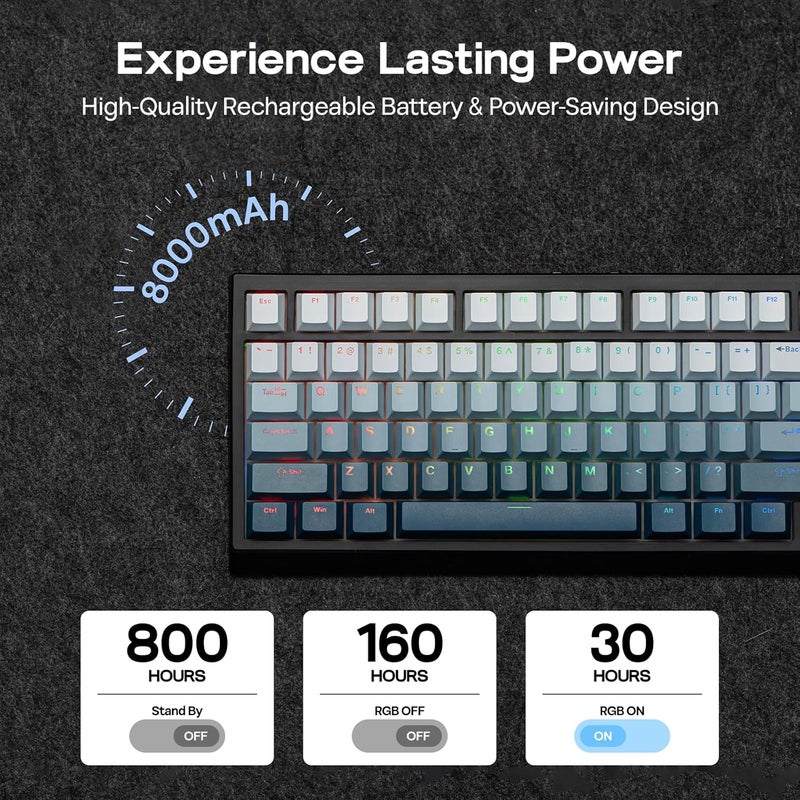EPOMAKER G84 HE Wireless Hall Effect Keyboard, 8K Polling & 8000mAh, SOCD & DKS, Gaming Keyboard with Fast Trigger & Adjustable Actuation, RGB Backlit, PBT Keycap, Hot-Swap, for WIN/Mac (Black) - Image 5