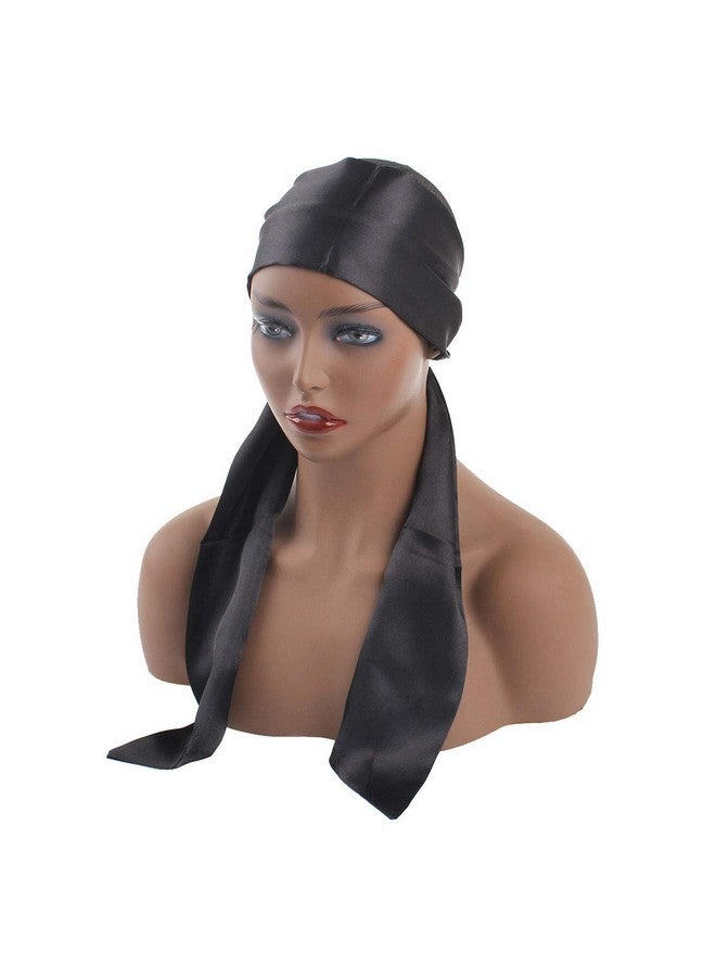 Leeven 2 Pcs Silky Satin Edge Scarves 4.5”X54” Large Wig Grip Band Women Satin Headband For Lace Front Wigs Non Slip Hair Wrap Black Satin Edge Laying Scarf For Makeup Facialsportyoga - Image 4