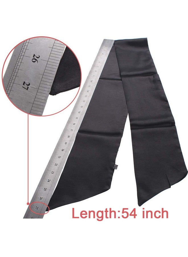 Leeven 2 Pcs Silky Satin Edge Scarves 4.5”X54” Large Wig Grip Band Women Satin Headband For Lace Front Wigs Non Slip Hair Wrap Black Satin Edge Laying Scarf For Makeup Facialsportyoga - Image 5