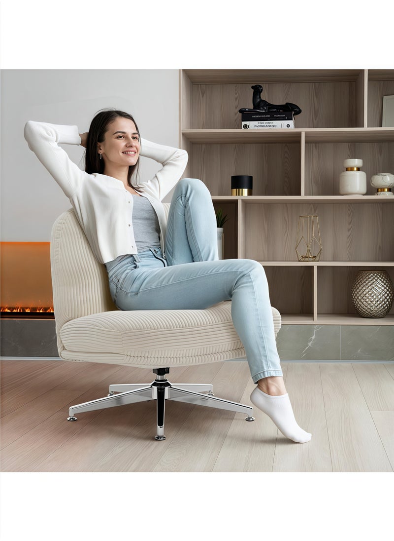 Generic Swivel Accent Chair, Cozy Living Room Chair, Comfy Reading Chair, Criss Cross Chair, Fabric Reading Sofa Chair with Wide Seat, Deep Cushion, 115° Tilt for Living Room, Bedroom  - Image 3