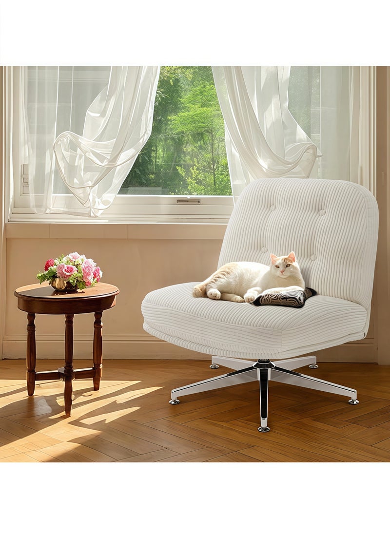 Generic Swivel Accent Chair, Cozy Living Room Chair, Comfy Reading Chair, Criss Cross Chair, Fabric Reading Sofa Chair with Wide Seat, Deep Cushion, 115° Tilt for Living Room, Bedroom  - Image 5