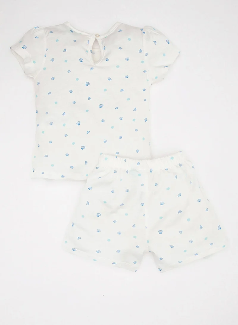 DeFacto Daisy Duck Short Sleeve Cotton Pajama Set With Shorts