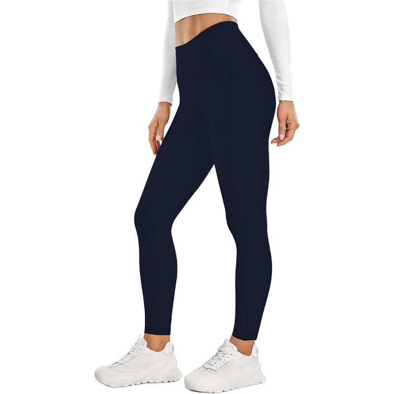 Women's winter fleece-lined thermal leggings for workout and yoga, black high-waist warm trousers with pockets, thickened thermal underwear suitable for 020 - Image 1
