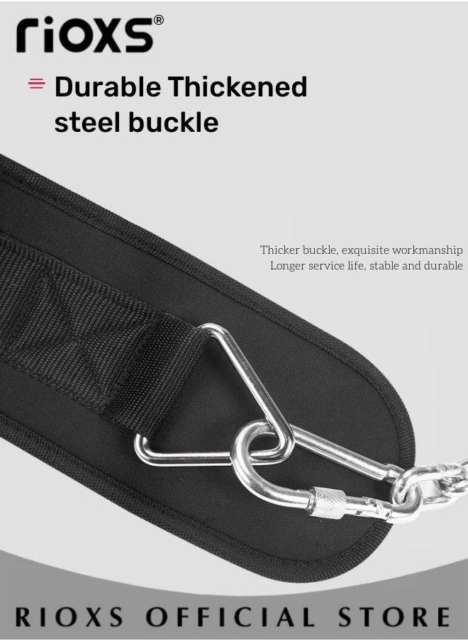RIOXS - Fitness Waist Belt With Chains,Exercise Belt For Pull-ups Training,Back Belt Support Waist Trimmer Belt For Weightlifting Bodybuilding,Heavy Duty Lifting Belt Training Belt Sports Squat Belt For Men Women - Image 1