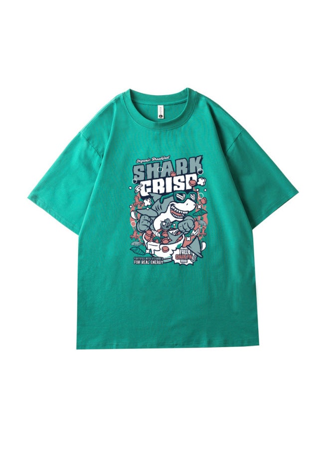 Simple And Versatile Sateen Cotton Letter T-shirt Men's Summer Loose Solid Color Print Short Sleeve Couple Basic T-shirt