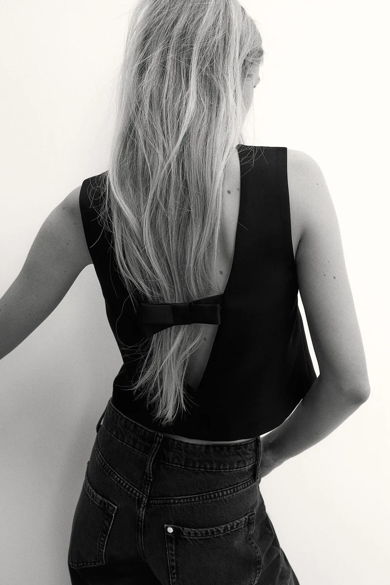 اتش اند ام Bow-Detail Deep-Back Top