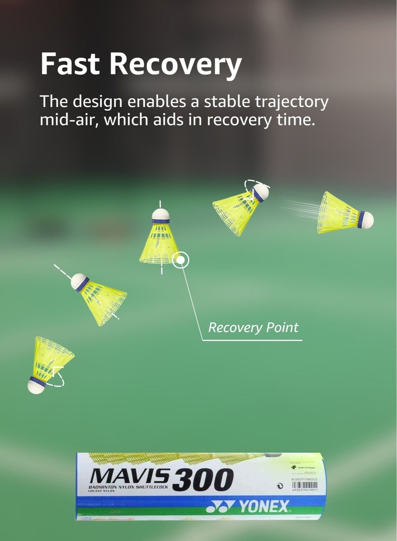 Yonex Mavis 300 Nylon Badminton Shuttlecock | Pack of 6 | Durable & Cost Effective | Perfect for Practice | Medium Speed ​​| Yellow - Image 4