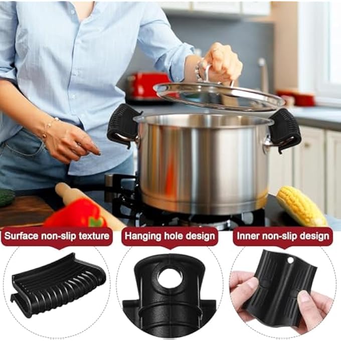 Silk Route Silicone Hot Handle Holder Non Slip Pot Handle Covers Sleeve Heat Resistant Cast Iron Handle Cover Cookware Handle For Cast Iron Skillet Pan8 Pcs - Image 3