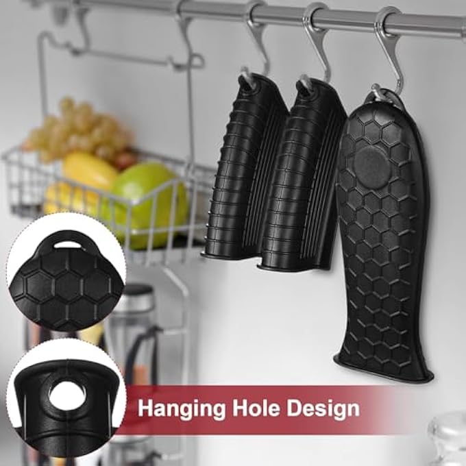 Silk Route Silicone Hot Handle Holder Non Slip Pot Handle Covers Sleeve Heat Resistant Cast Iron Handle Cover Cookware Handle For Cast Iron Skillet Pan8 Pcs - Image 5