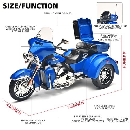 NOVAFUSION Kids Motorcycles Toy 19 CVO Diecast Motorcycle Model Kits for AdultsPull Back Toddler Motorcycle with Lights and SoundsToy Motorcycles for Kids Ages 48Blue - Image 5