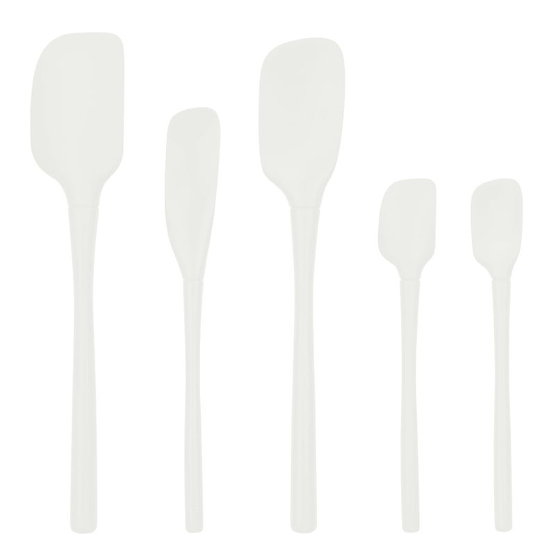 Tovolo FlexCore All Silicone Spatula Set of 5 for Meal Prep Cooking Baking and More  White