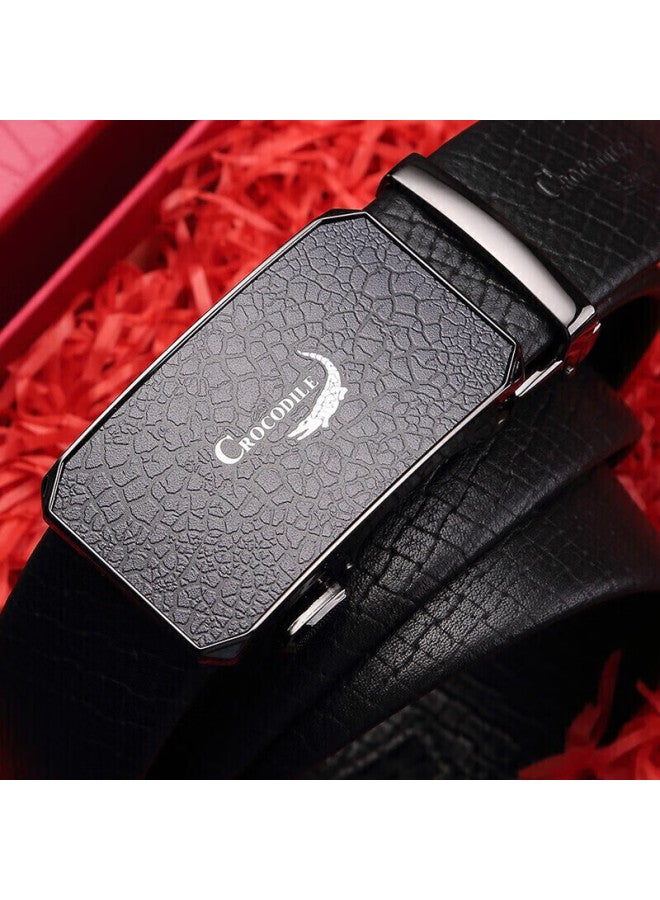 Crocodile T-shirt, Qixi Gift For Men, Automatic Buckle Crocodile Pattern Men's Top-grain Leather Belt, Birthday Gift For Boyfriend - Image 2