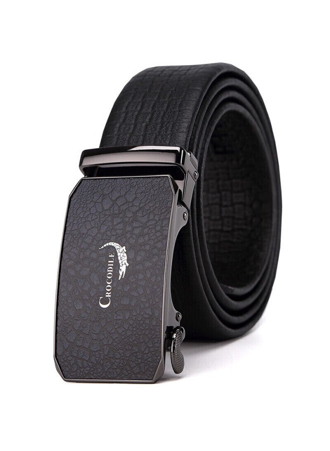 Crocodile T-shirt, Qixi Gift For Men, Automatic Buckle Crocodile Pattern Men's Top-grain Leather Belt, Birthday Gift For Boyfriend - Image 1