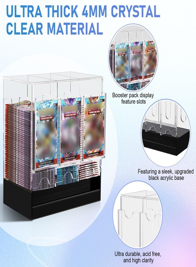 CHEPULA 3-Slot Booster Pack Dispenser, Card Dispenser Storage, Acrylic Booster Box for Trading Card/Sports Booster Packs (4mm Thick) - Image 3