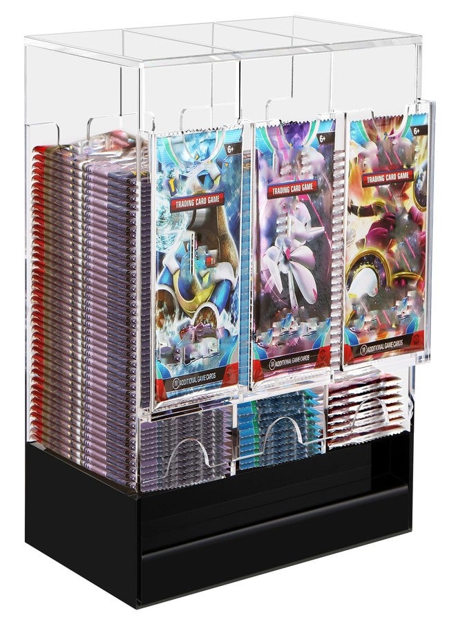 CHEPULA 3-Slot Booster Pack Dispenser, Card Dispenser Storage, Acrylic Booster Box for Trading Card/Sports Booster Packs (4mm Thick) - Image 1