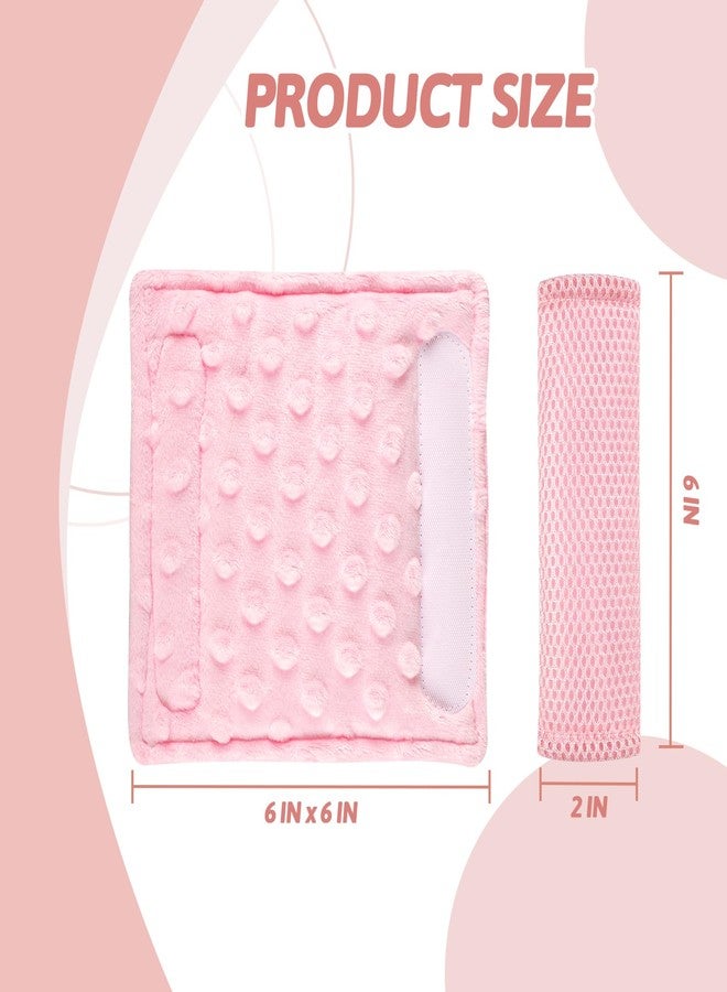 WINGHENLEE Baby Car Seat Strap Pads, Car Seat Strap Shoulder Covers for Baby Infant Toddler, Double-Sided Car Seat Belt Covers for Stroller/Pushchair/Baby Swing, Soft Flannel & Mesh, Pink - Image 3