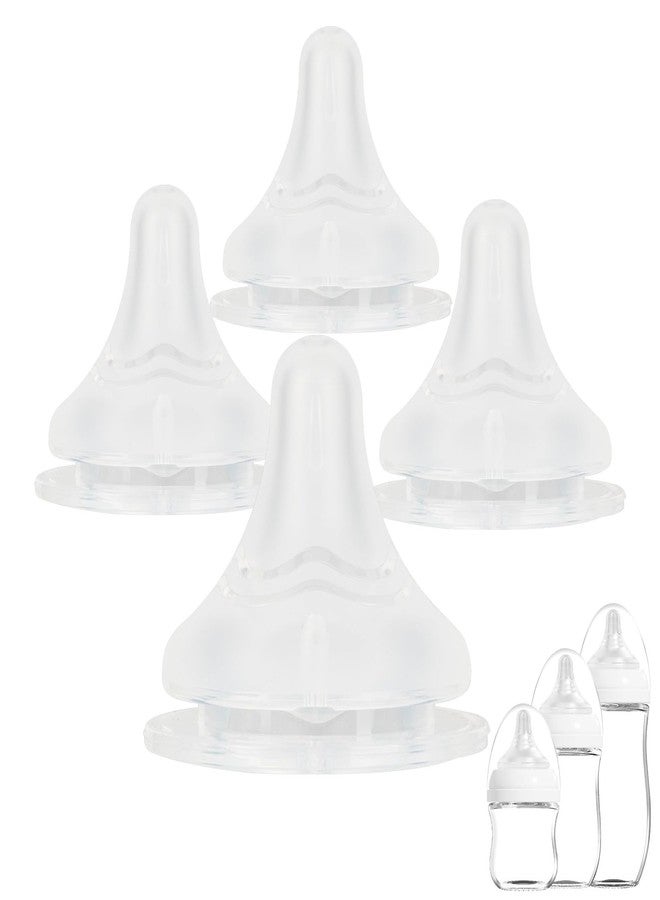 joyfeed Baby Bottle Nipple for Gulicola Natural Glass Bottle,3m+,Size M Soft Silicone Nipples,Meudim Flow, 4 Count - Image 1