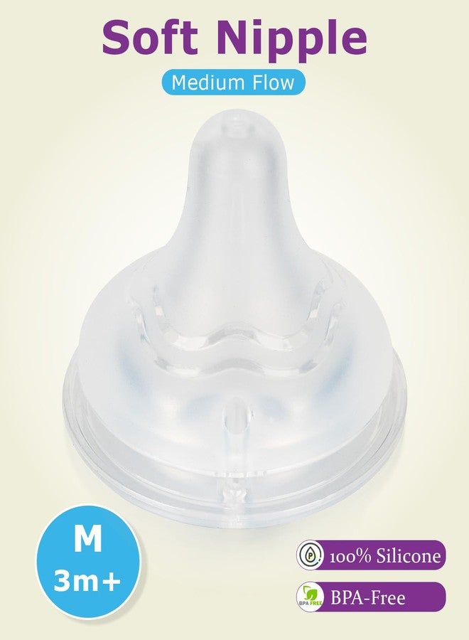 joyfeed Baby Bottle Nipple for Gulicola Natural Glass Bottle,3m+,Size M Soft Silicone Nipples,Meudim Flow, 4 Count - Image 2