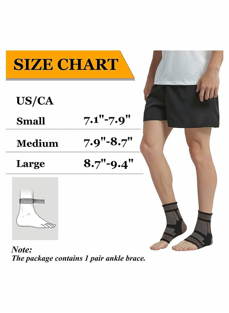 SYOSI - Copper Ankle Braces for Men Women, 1 Pair Copper Infused Ankle Brace Foot Support Compression Sleeves for Injury Recovery, Joint Pain, Plantar Fasciitis, Sprained Ankle, Achilles Tendon, Exercise - L - Image 1
