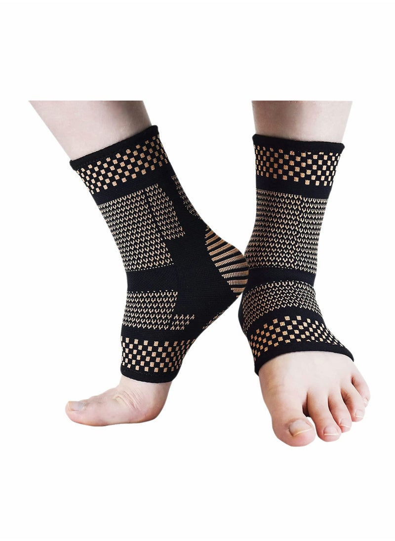 SYOSI - Copper Ankle Braces for Men Women, 1 Pair Copper Infused Ankle Brace Foot Support Compression Sleeves for Injury Recovery, Joint Pain, Plantar Fasciitis, Sprained Ankle, Achilles Tendon, Exercise - L - Image 1