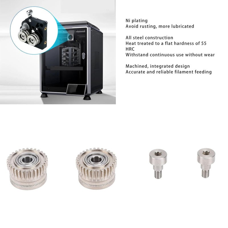 Hardened Steel Ni Plated Extruder Gear Set, All Metal, High Hardness, Ideal Replacement for K1 3D Printer Parts - Image 4