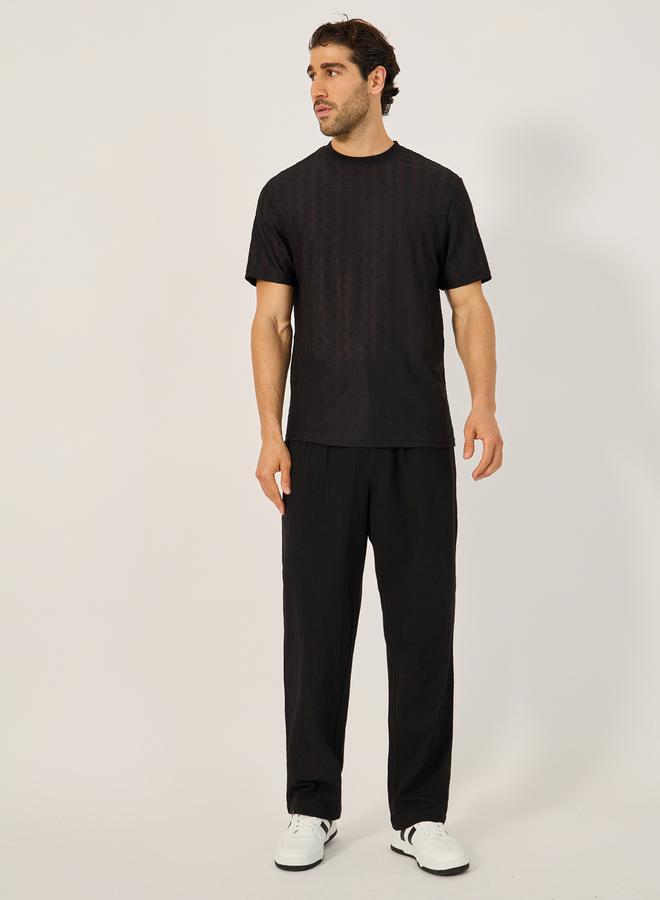 Styli Chevron Textured Short Sleeve Regular Fit T-Shirt - Image 2