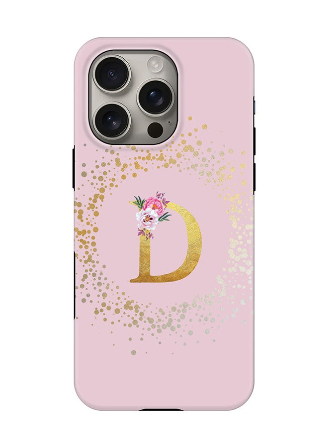 Stylizedd Tough Pro Magnetic Case for iPhone 16 Pro, Dual Layer hybrid PC + TPU Mobile Cover Matte - Custom Monogram Floral - D  (Pink ) - Image 1