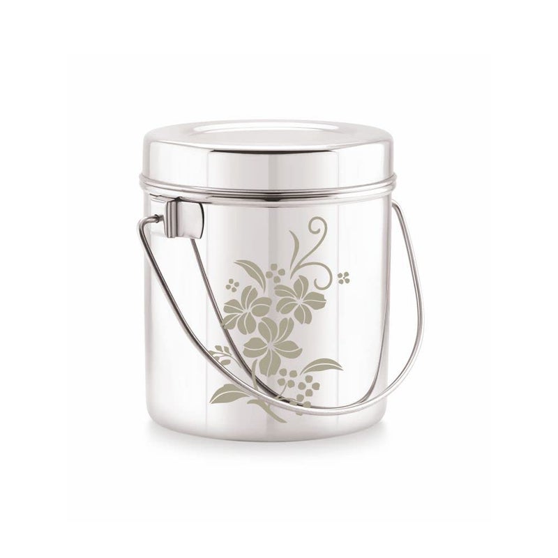 Neelam Neelam Stainless Steel Size 13 Laser Etching Milk Pot 2600 ml Storage Dabba Milk ghee Oil Storage Etc Heavy Jointless Body Induction Compatible Silver Dishwasher Safe - Image 1