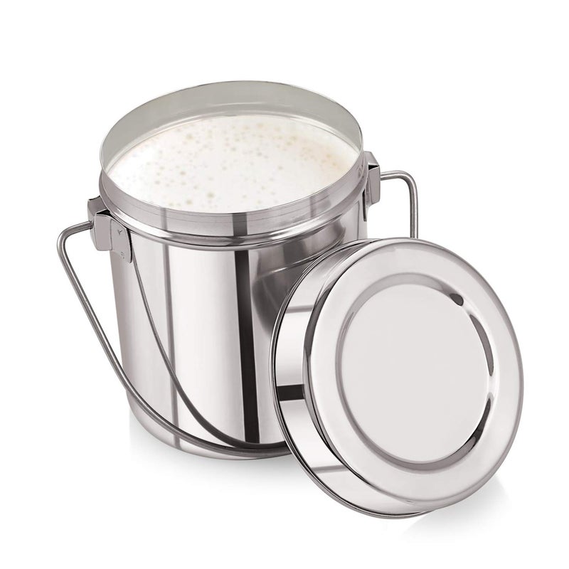 Neelam Neelam Stainless Steel Size 13 Laser Etching Milk Pot 2600 ml Storage Dabba Milk ghee Oil Storage Etc Heavy Jointless Body Induction Compatible Silver Dishwasher Safe - Image 3