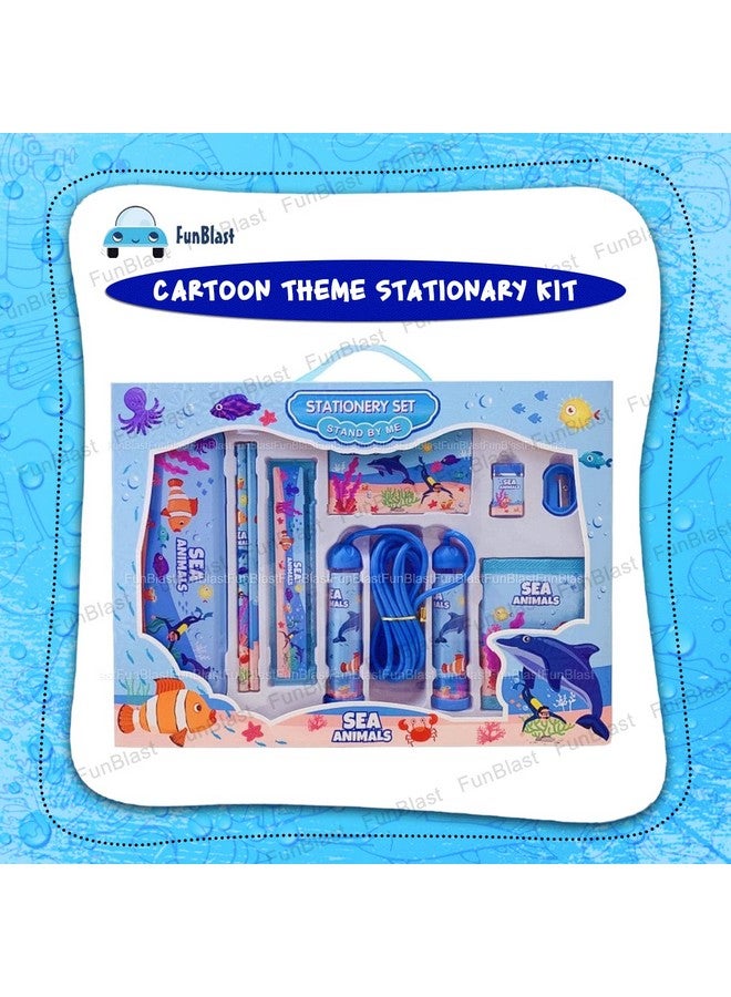 FunBlast Stationery Set For Kids Return Gift Pencil Pen Book Eraser Sharpener Diary - Cartoon Theme Stationary Kit Set For Boys, Girls/Birthday Gift/Return Gift For Kids (Sea Animals), Multicolor - Image 3