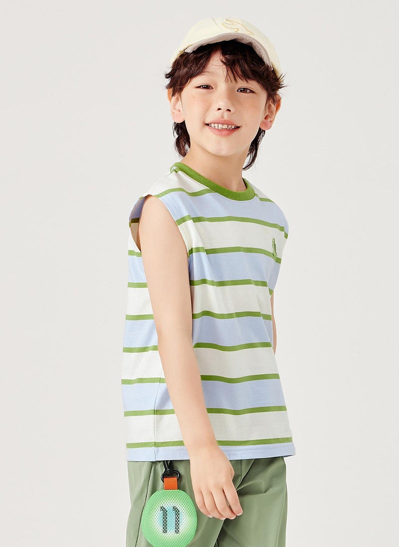 ميني بالا قميص أزرق لشباب صغير بالحيوانات الأنيقة المروخية بأرقام كروية بدون كم ناعم وقابل للتنفس وخفيف الوزن ومريح لأسلوب الأناقة الصيفية للشباب الصغير للارتداء اليومي غير الرسمي - Image 3