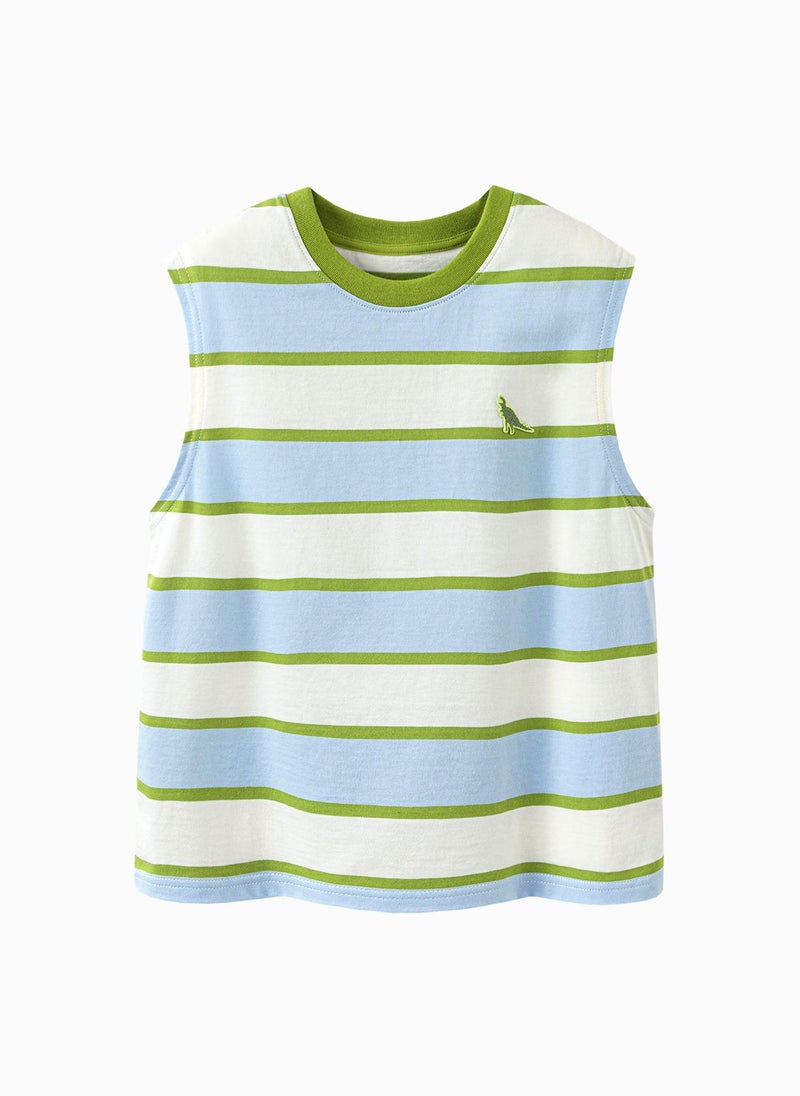 ميني بالا قميص أزرق لشباب صغير بالحيوانات الأنيقة المروخية بأرقام كروية بدون كم ناعم وقابل للتنفس وخفيف الوزن ومريح لأسلوب الأناقة الصيفية للشباب الصغير للارتداء اليومي غير الرسمي - Image 4