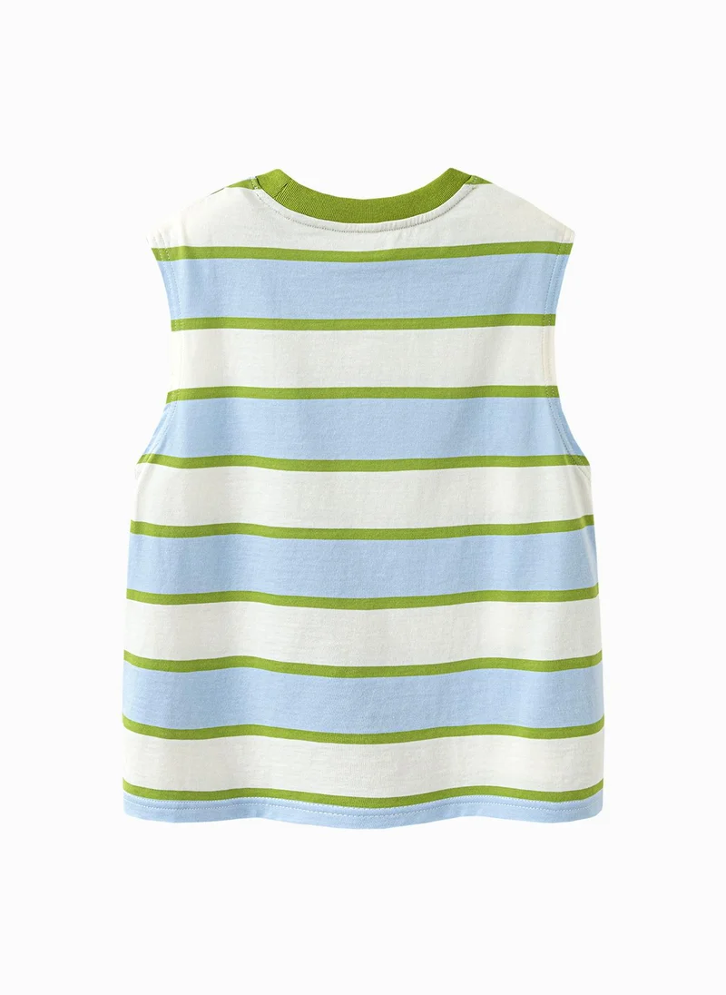mini bala Boys Toddler Cute Animal Embroidered Crew Neck Sleeveless Vest Soft Breathable Lightweight Comfortable Summer New Style Casual Daily Wear Baby Boy's Fashion Vest
