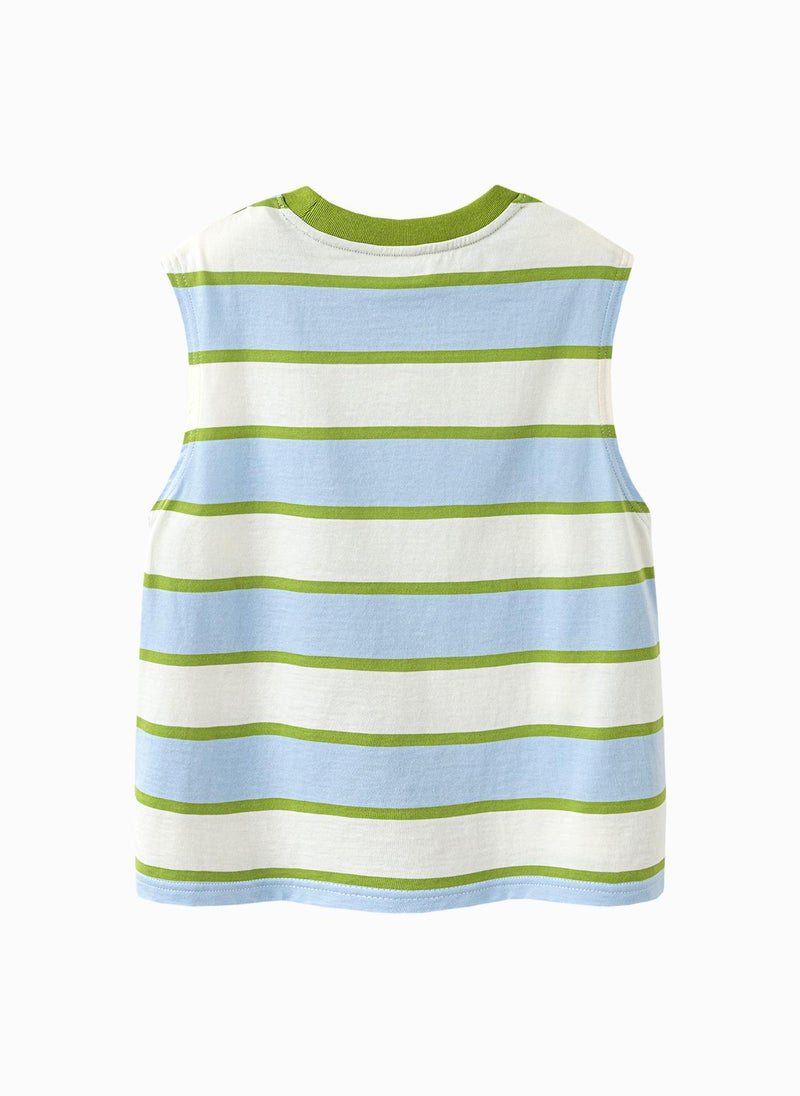 ميني بالا قميص أزرق لشباب صغير بالحيوانات الأنيقة المروخية بأرقام كروية بدون كم ناعم وقابل للتنفس وخفيف الوزن ومريح لأسلوب الأناقة الصيفية للشباب الصغير للارتداء اليومي غير الرسمي - Image 5