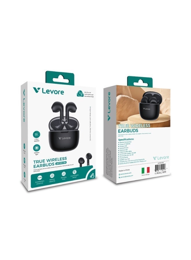 LEVORE TWS Wireless Earbuds LBT202-BK – Bluetooth Earphones, Deep Bass Sound, Long Battery Life, Comfortable Fit, Clear Calls - Image 3