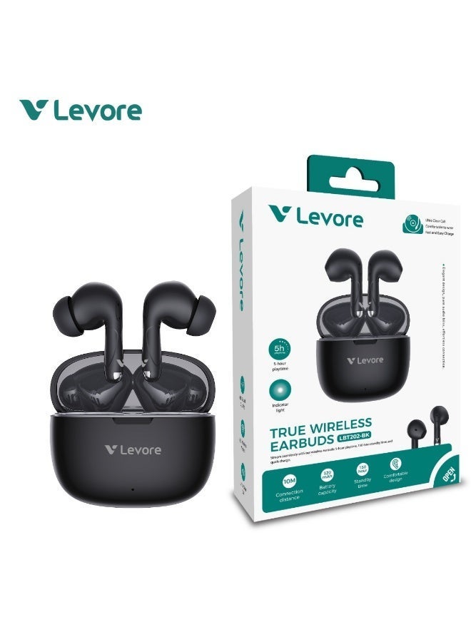 LEVORE TWS Wireless Earbuds LBT202-BK – Bluetooth Earphones, Deep Bass Sound, Long Battery Life, Comfortable Fit, Clear Calls - Image 4