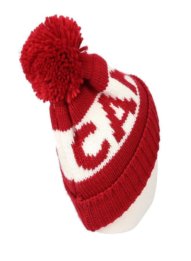 WITHMOONS Canada Beanie Hat Toque Winter Pom Knit Beanies for Men Women JZP0027 (Red) - Image 4
