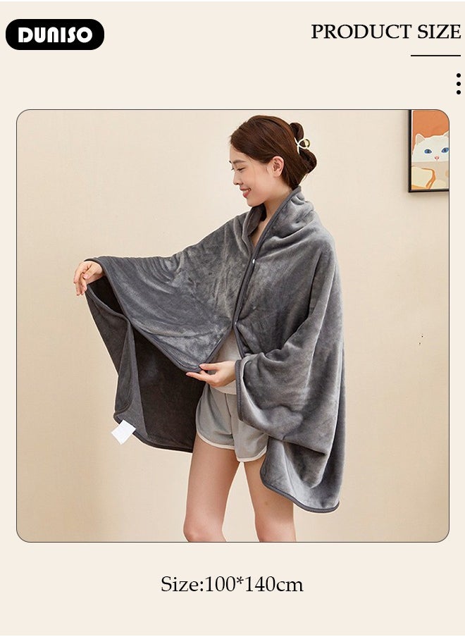 DUNISO - 2 in 1 Wearable Blanket Button Shawl, Multifunction Shoulder Warm, Fleece Wearable Blanket, Comfy Poncho Throw, Lap Blanket for Winter, Home, Office, School - Image 1