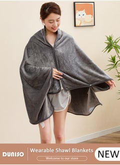 DUNISO 2 in 1 Wearable Blanket Button Shawl, Multifunction Shoulder Warm, Fleece Wearable Blanket, Comfy Poncho Throw, Lap Blanket for Winter, Home, Office, School  - Image 1