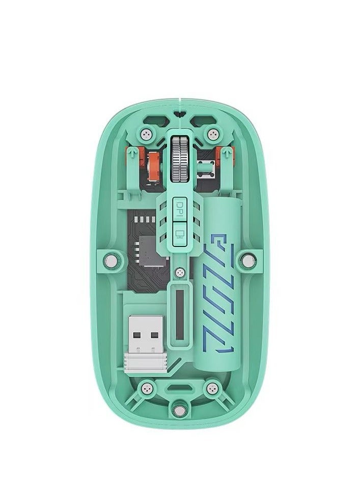 MOXOM Moxom Wireless Mouse Crystal Transparent, Gaming Adjustable DPI, Triple 2.4G Mode Switching Bluetooth 2, Rechargeable digital display Silent Mouse for PC Laptops Mac iPhone Android  - Image 1
