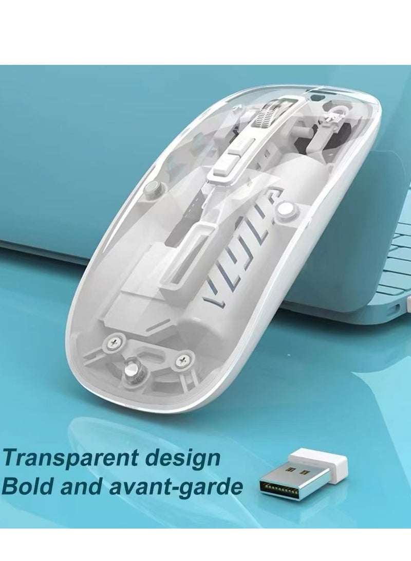 MOXOM Moxom Wireless Mouse Crystal Transparent, Gaming Adjustable DPI, Triple 2.4G Mode Switching Bluetooth 2, Rechargeable digital display Silent Mouse for PC Laptops Mac iPhone Android  - Image 2