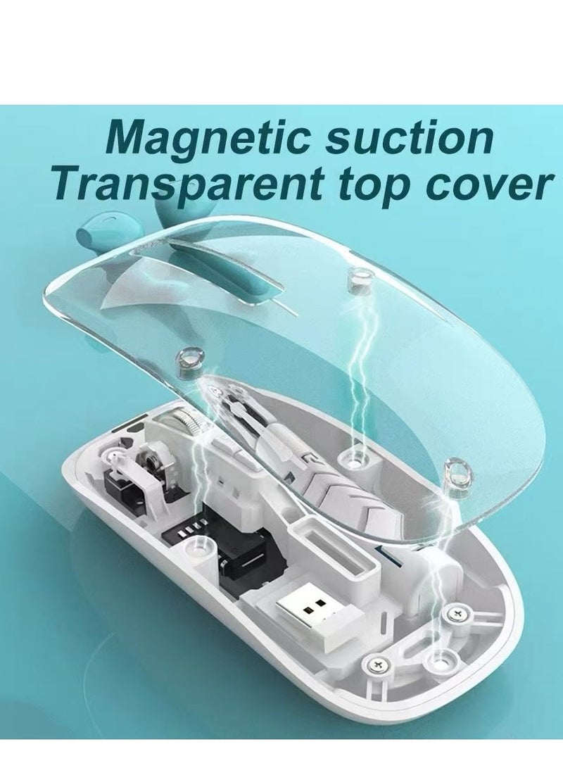 MOXOM Moxom Wireless Mouse Crystal Transparent, Gaming Adjustable DPI, Triple 2.4G Mode Switching Bluetooth 2, Rechargeable digital display Silent Mouse for PC Laptops Mac iPhone Android  - Image 3