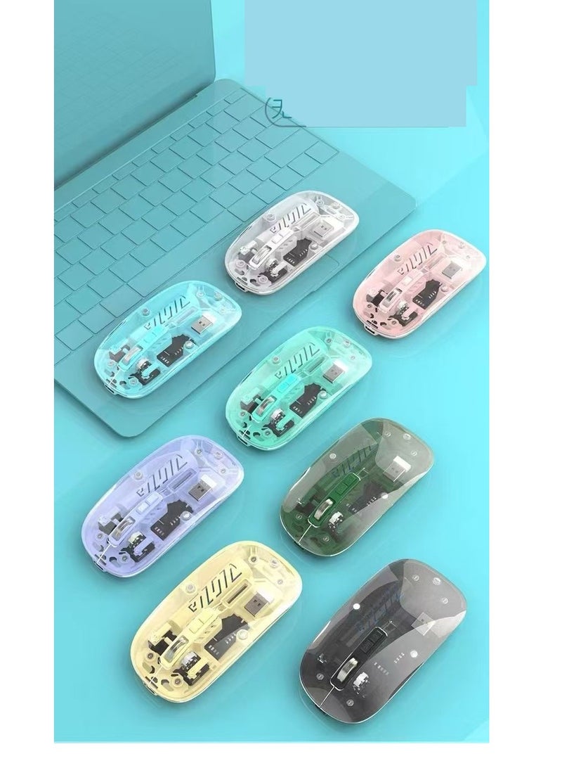 MOXOM Moxom Wireless Mouse Crystal Transparent, Gaming Adjustable DPI, Triple 2.4G Mode Switching Bluetooth 2, Rechargeable digital display Silent Mouse for PC Laptops Mac iPhone Android  - Image 5